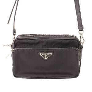 Prada Nylon Leather Shoulder Bag Black